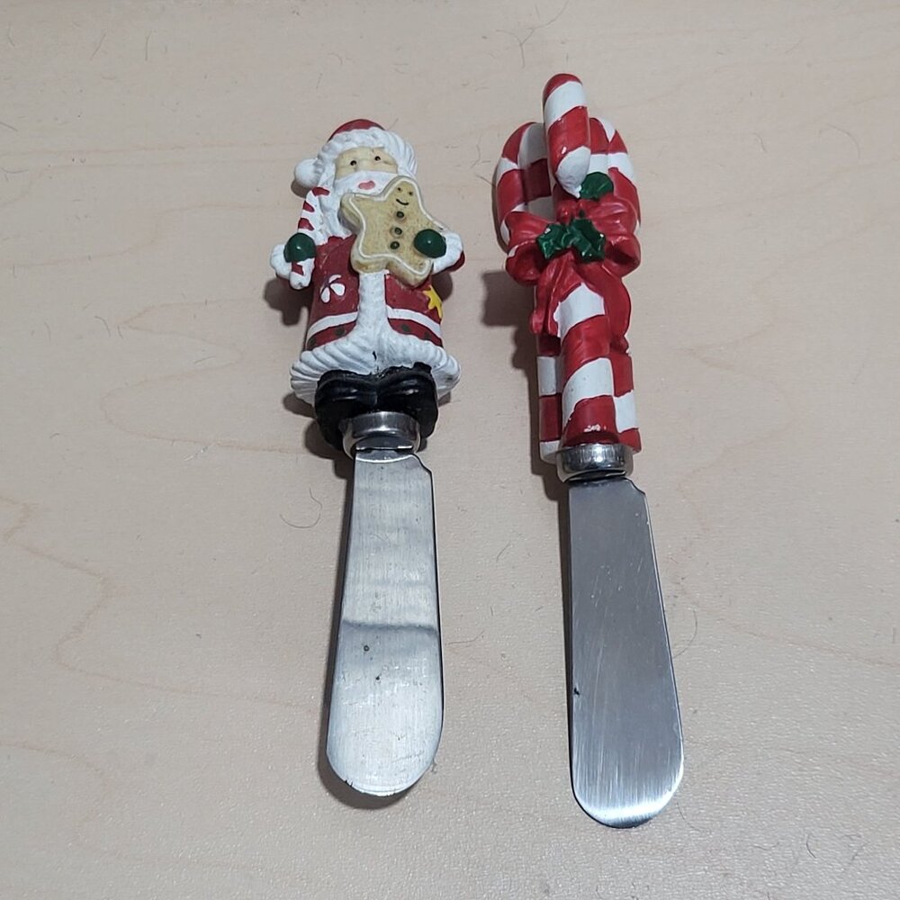 Christmas Butter Spreader Knives Santa Claus Candy Cane
